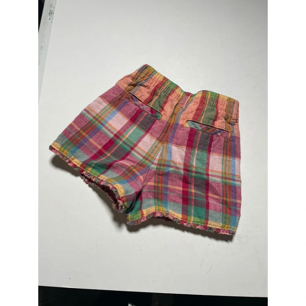 Ralph Lauren Plaid Shorts Toddler Girls 18M Multi Color Ruffle Hem Preppy Summer